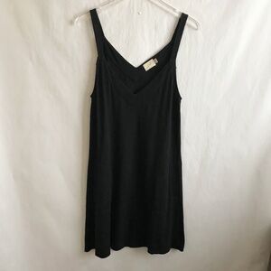 Nation Ltd Larkin Cotton Sleeveless Black V-Neck Mini Dress M Pockets Relaxed